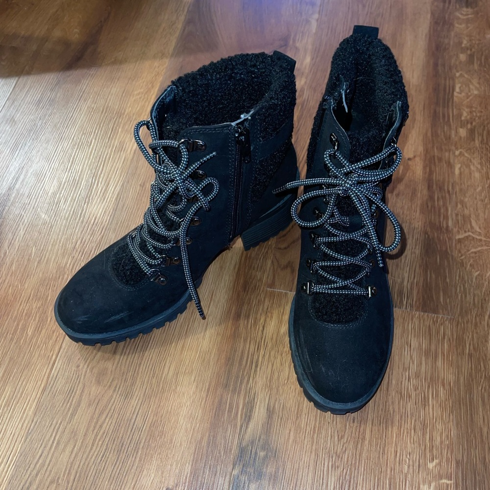 Madden Girl Black Faux fur boots (only worn once)
